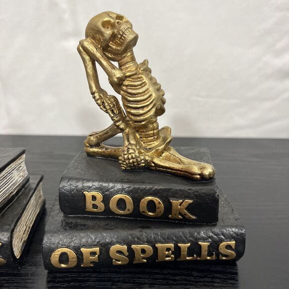 2 Skeleton Potion &Poisons and Book of Spells Decor Halloween Gold and Black - Picture 7 of 12